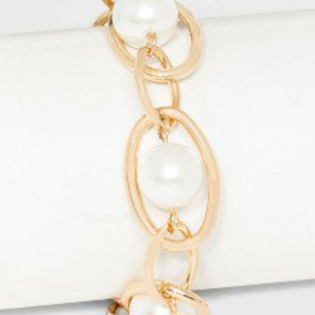 A New Day - Gold Pearl Link Bracelet - 8 12 8$